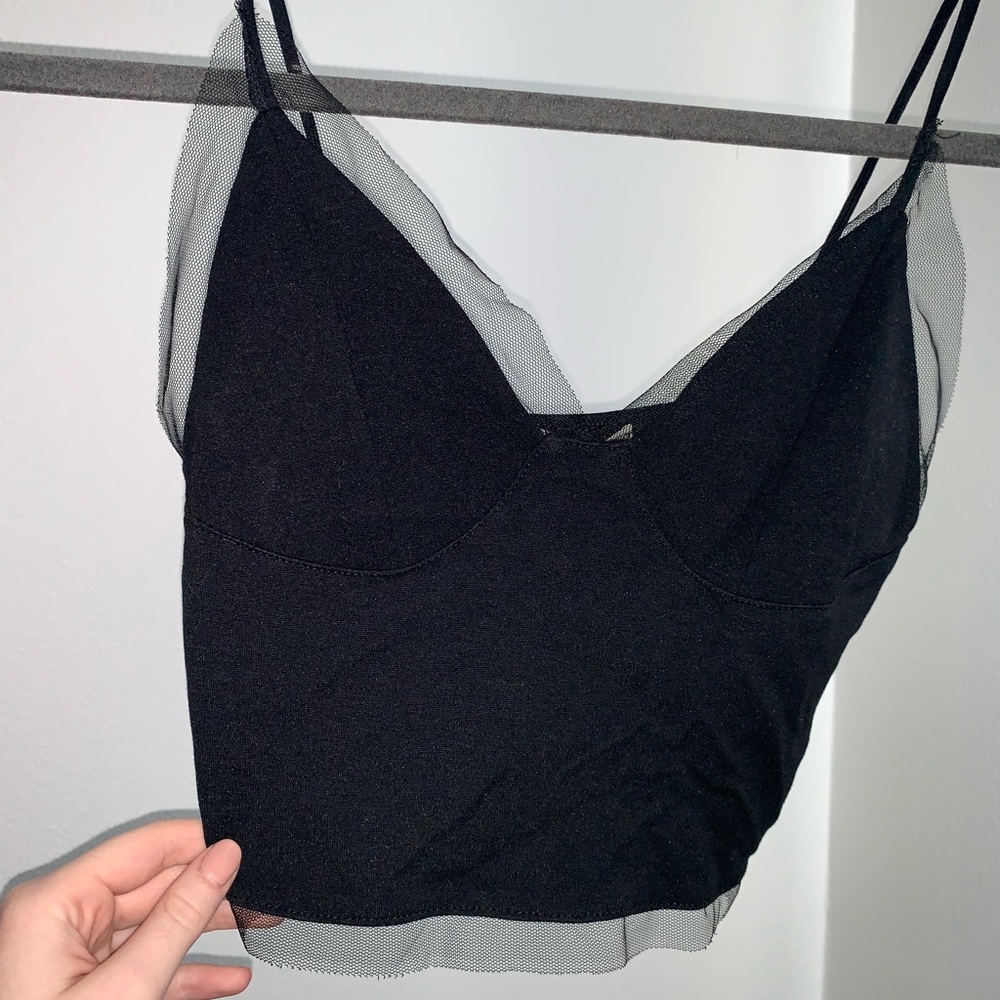 black crop top w/ mesh detailing